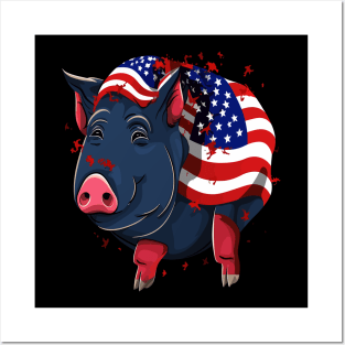 Patriotic Pot-Bellied Pig Posters and Art